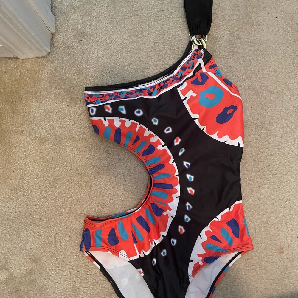 Tribal one piece swim with golden stunning hardware